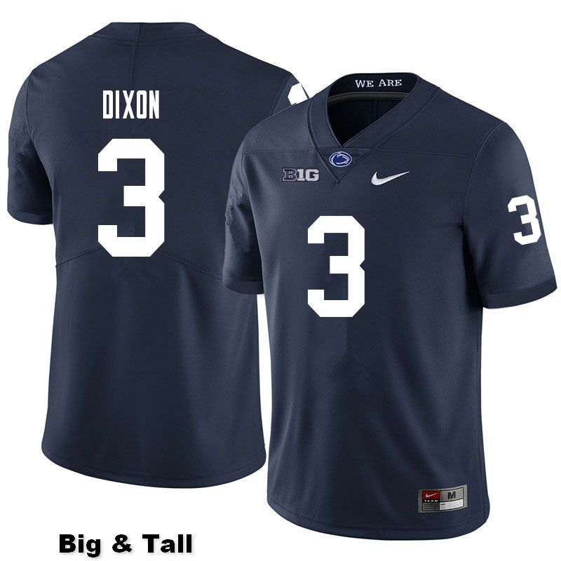 NCAA Nike Men's Penn State Nittany Lions Johnny Dixon #3 College Football Authentic Big & Tall Navy Stitched Jersey EXG5298NP